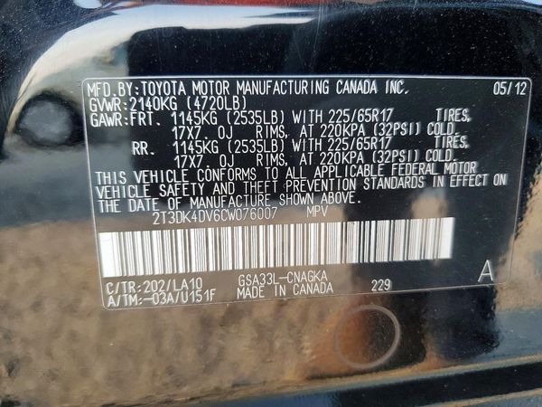 2012 TOYOTA RAV4 High