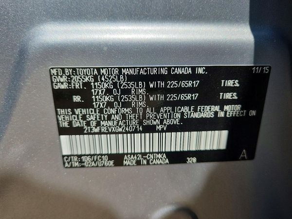 2016 TOYOTA RAV4 XLE (M Grade)
