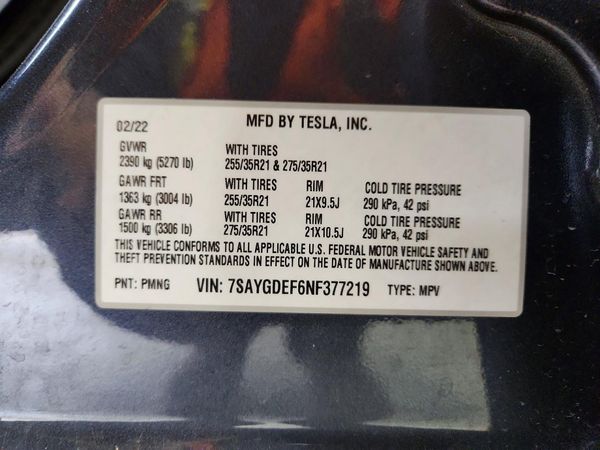 2022 TESLA MODEL Y