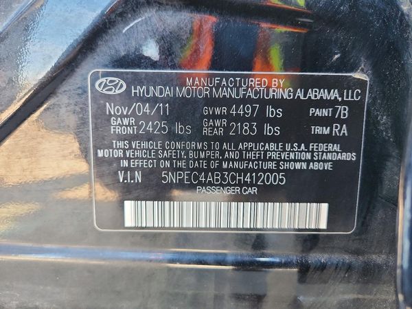 2012 HYUNDAI SONATA Middle level