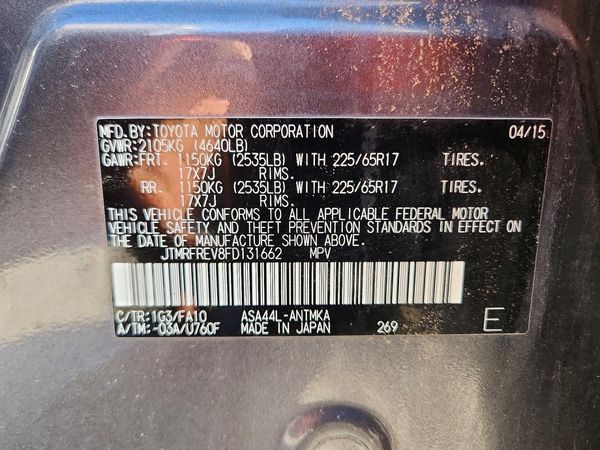 2015 TOYOTA RAV4 XLE (M Grade)