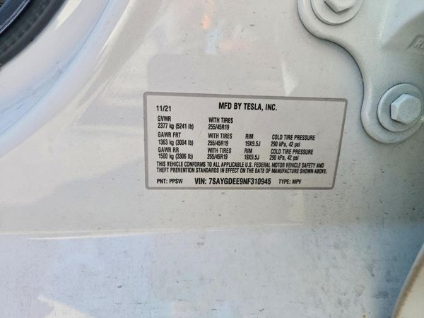 2022 TESLA MODEL Y — VINS