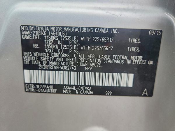 2015 TOYOTA RAV4 XLE (M Grade)