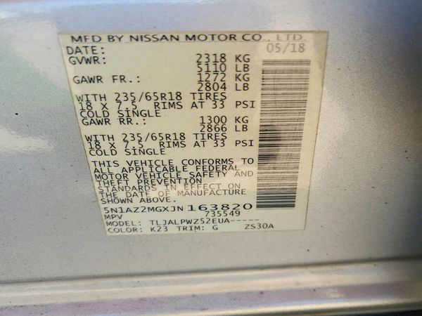 2018 NISSAN MURANO — VINS