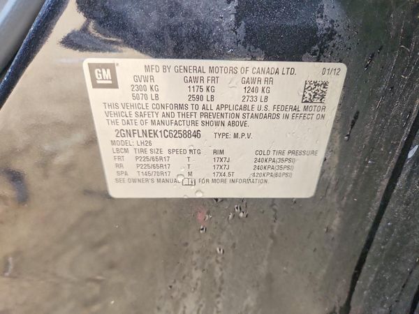 2012 CHEVROLET EQUINOX 2LT — VINS