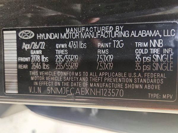 2022 HYUNDAI TUCSON SEL Convenience Pkg — VINS