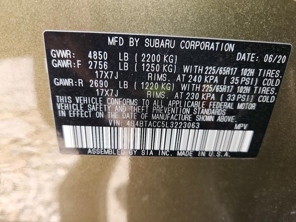 2020 SUBARU OUTBACK Premium