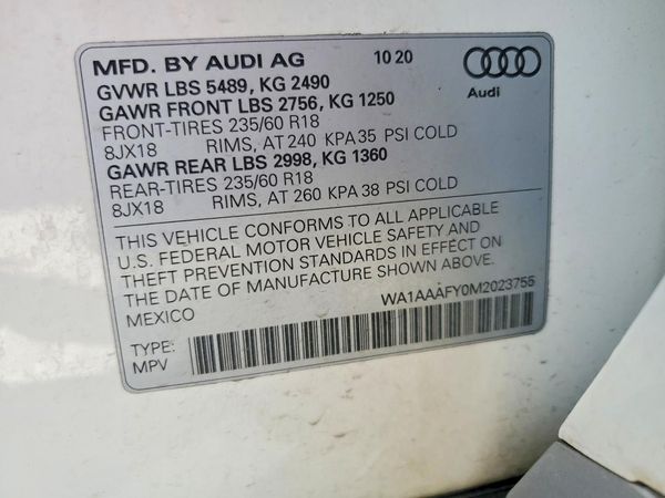 2021 AUDI Q5 quattro Premium — VINS