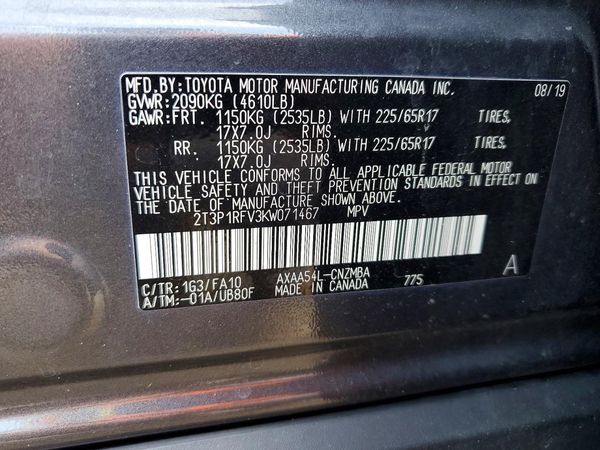 2019 TOYOTA RAV4 XLE / XLE Premium 4WD