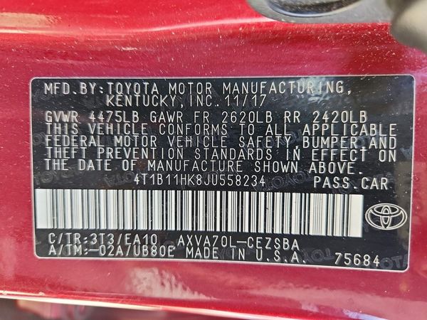2018 TOYOTA CAMRY L/LE/SE/XLE