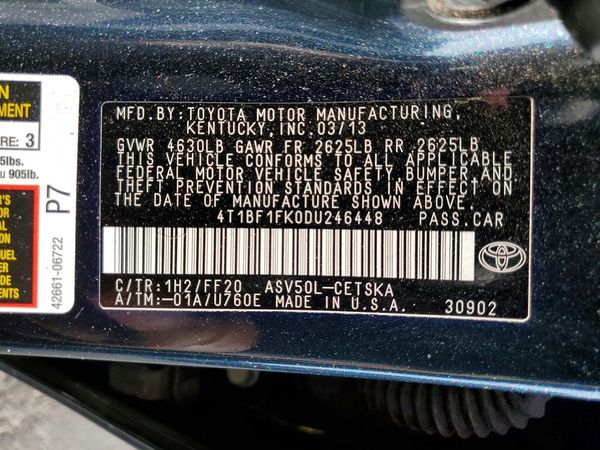 2013 TOYOTA CAMRY