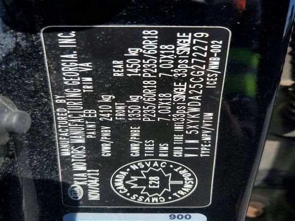 2012 KIA SORENTO TOP (High Grade) — VINS