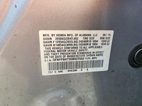2016 HONDA PILOT EXL-N