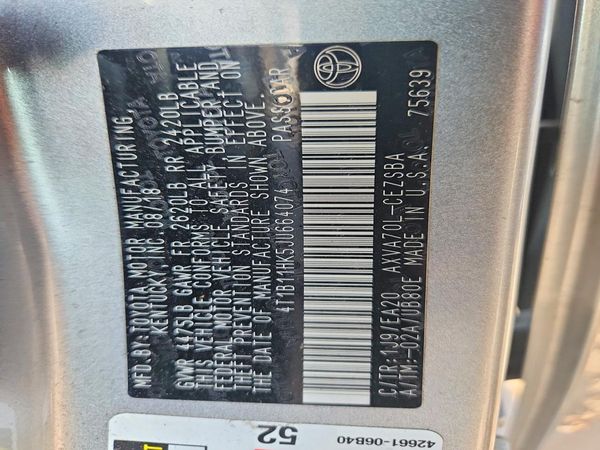 2018 TOYOTA CAMRY L/LE/SE/XLE