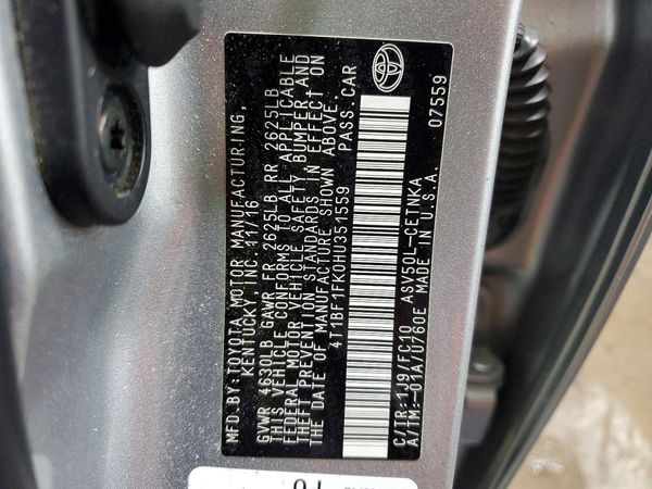 2017 TOYOTA CAMRY LE/SE/XLE/XSE