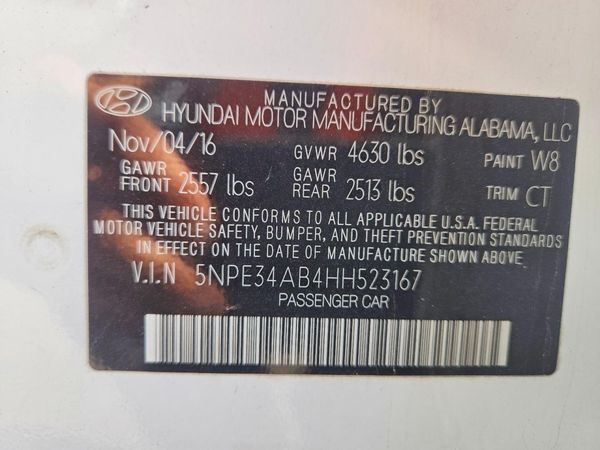 2017 HYUNDAI SONATA — VINS
