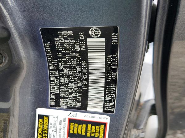 2012 TOYOTA CAMRY Hybrid — VINS