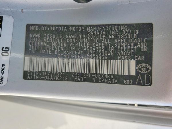 2018 TOYOTA COROLLA L/LE/SE/XLE/XSE