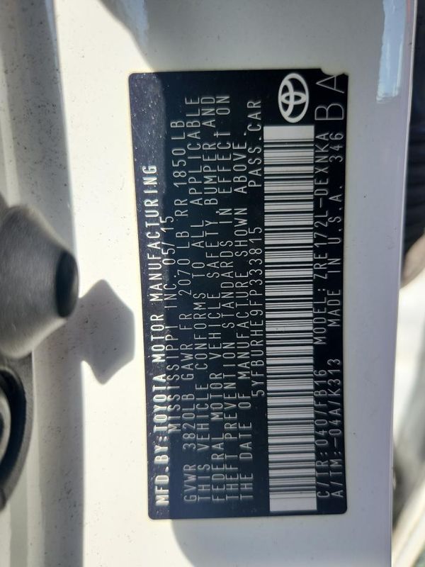 2015 TOYOTA COROLLA L/LE