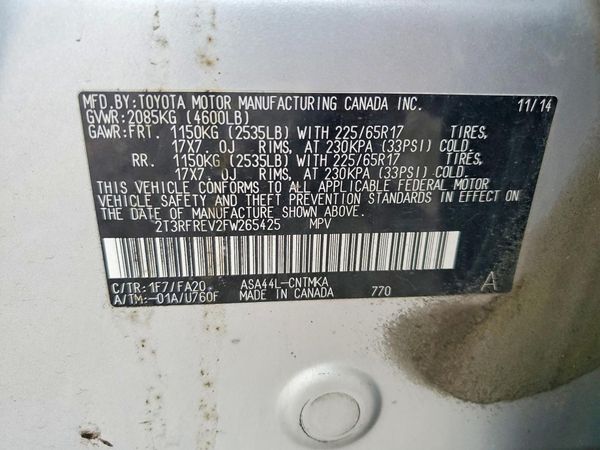 2015 TOYOTA RAV4 XLE (M Grade)