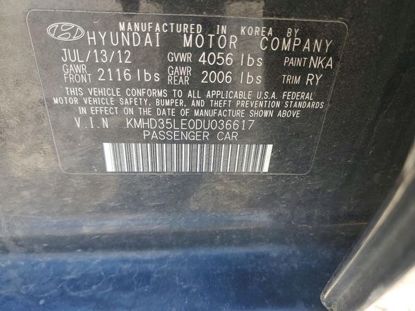 2013 HYUNDAI ELANTRA — VINS