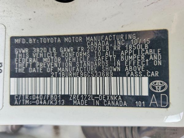 2016 TOYOTA COROLLA