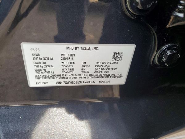 2026 TESLA MODEL Y — VINS