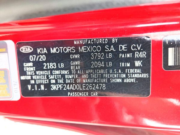 2020 KIA FORTE FE, LXS