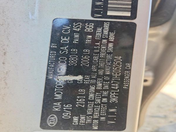 2017 KIA FORTE LX Popular, S