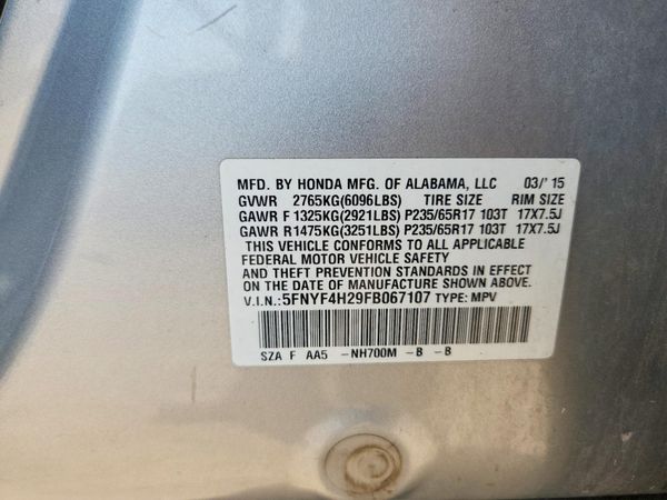 2015 HONDA PILOT LX