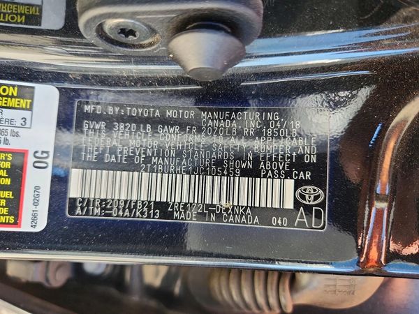2018 TOYOTA COROLLA L/LE/SE/XLE/XSE