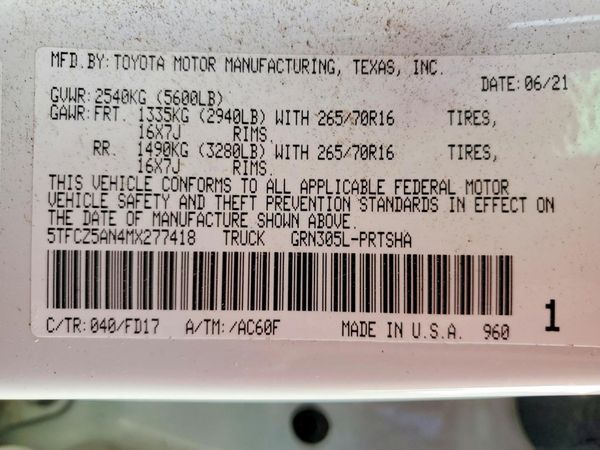 2021 TOYOTA TACOMA SR5