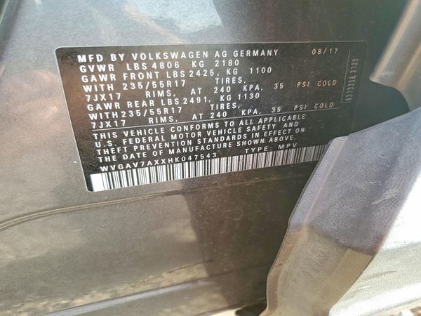 2017 VOLKSWAGEN TIGUAN S, Limited