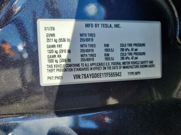 2026 TESLA MODEL Y — VINS