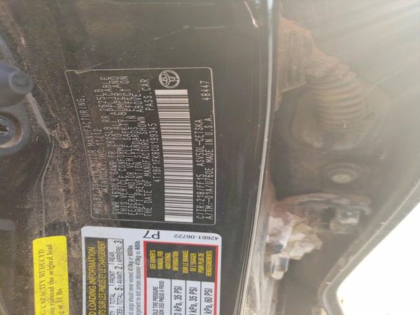 2012 TOYOTA CAMRY — VINS