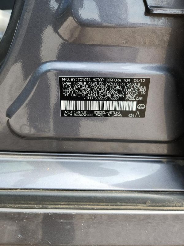 2012 LEXUS IS 250 250C