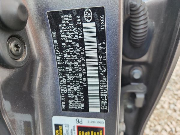 2017 TOYOTA CAMRY LE/SE/XLE/XSE — VINS
