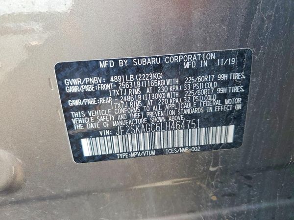2020 SUBARU FORESTER Prm Base+ES