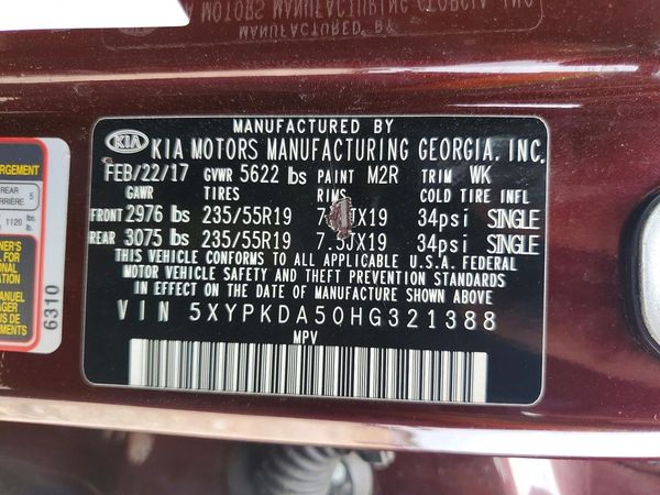 2017 KIA SORENTO