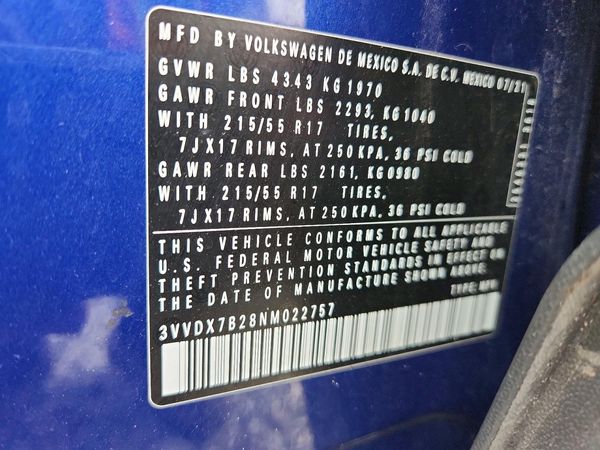 2022 VOLKSWAGEN TAOS