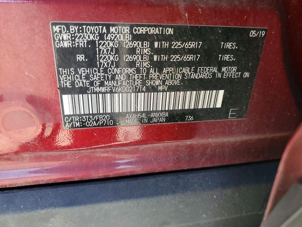 2019 TOYOTA RAV4 LE HV 4WD