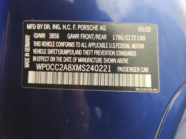 2021 PORSCHE BOXSTER Spyder