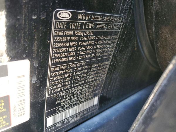 2016 LAND ROVER RANGEROVER HSE — VINS