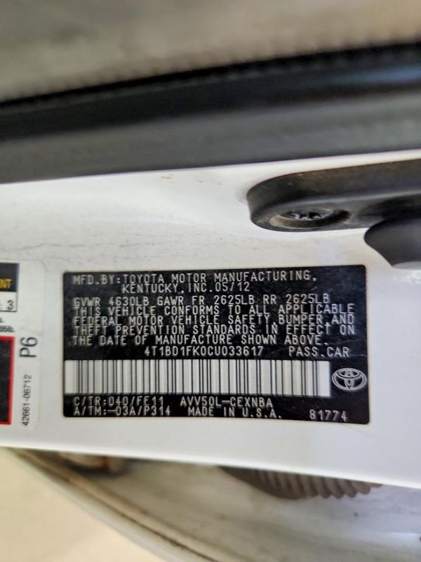 2012 TOYOTA CAMRY SOLA Hybrid
