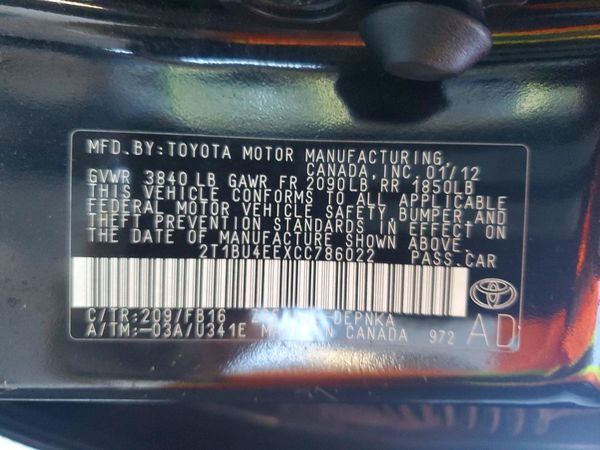 2012 TOYOTA COROLLA