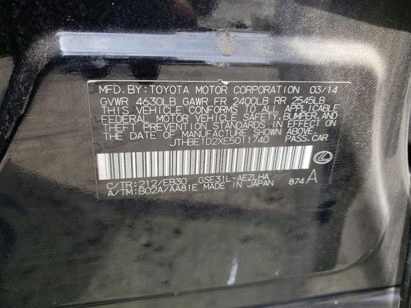 2014 LEXUS IS 350 — VINS
