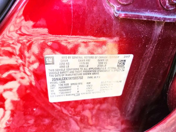 2017 CHEVROLET EQUINOX LT / FL — VINS