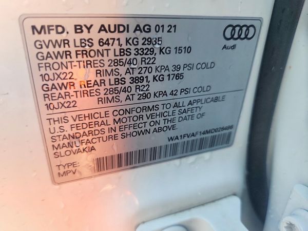 2021 AUDI Q8 S Line quattro Prestige