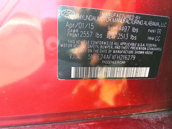 2015 HYUNDAI SONATA SE, ECO — VINS