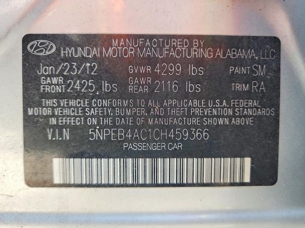2012 HYUNDAI SONATA